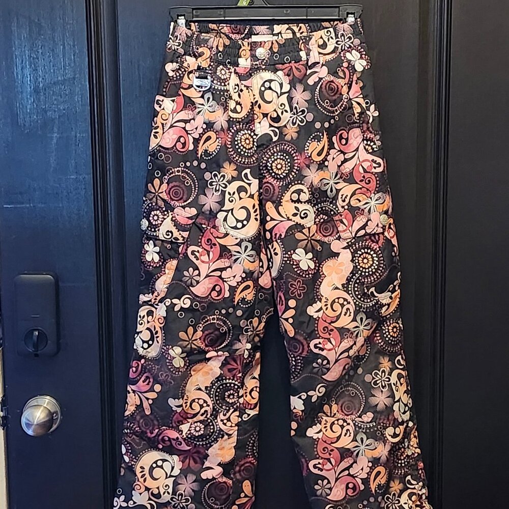 Girl's Paisley Snow Pants - Size M 10/12